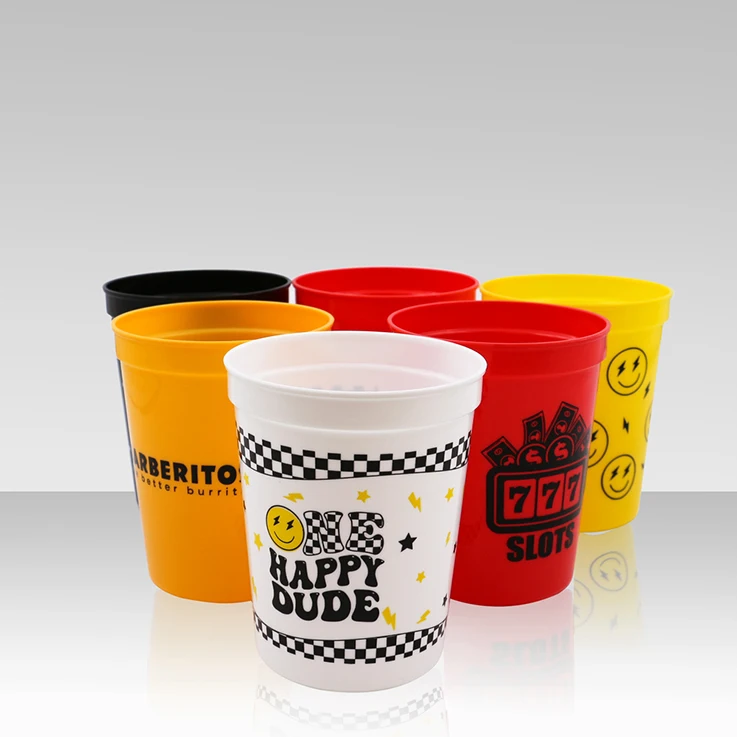 Custom logo Juice Beer hot drink 16oz Customised in a variety of colours Free PP Plastic Party Stadium Cup  Plastic hard cups
