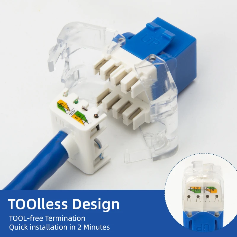 Network UTP Tool Free RJ45 8P8C Cat 6 Cat 6a Keystone Jack Toolless ethernet RJ45 modular jack Cat5e Cat6 Cat6a keystone jack