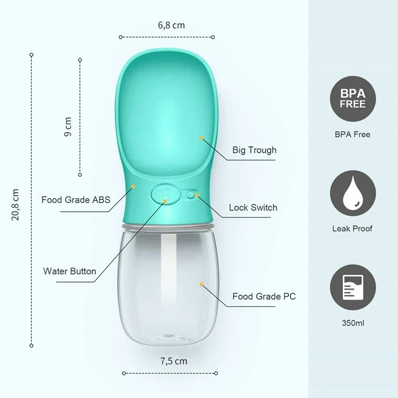  Online Customization Portable Plastic Pet Travel Outdoor Drink Feeding Dog Water
