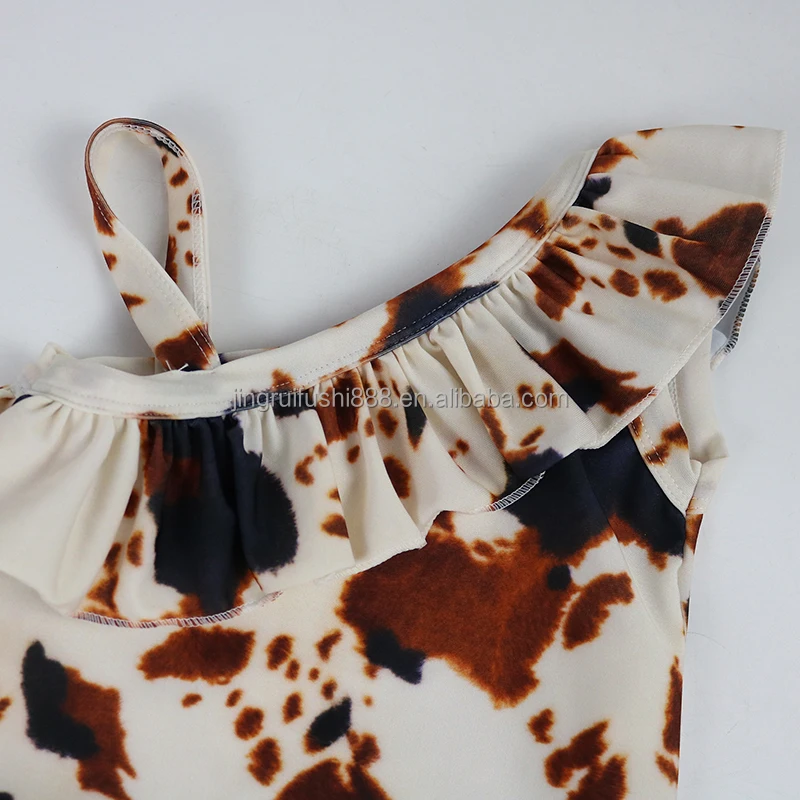 Hot Selling Rib Knit Fabric Fashion Baby Girls Dress High Waist Pleated Toddler Baby Flower Print Ruffle Skirt