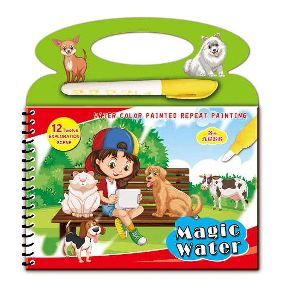 Girls 2-4 Years Set Gift Box Reusable Magic Water Coloring Books Educational Water Doodle Painting Drawing Toys