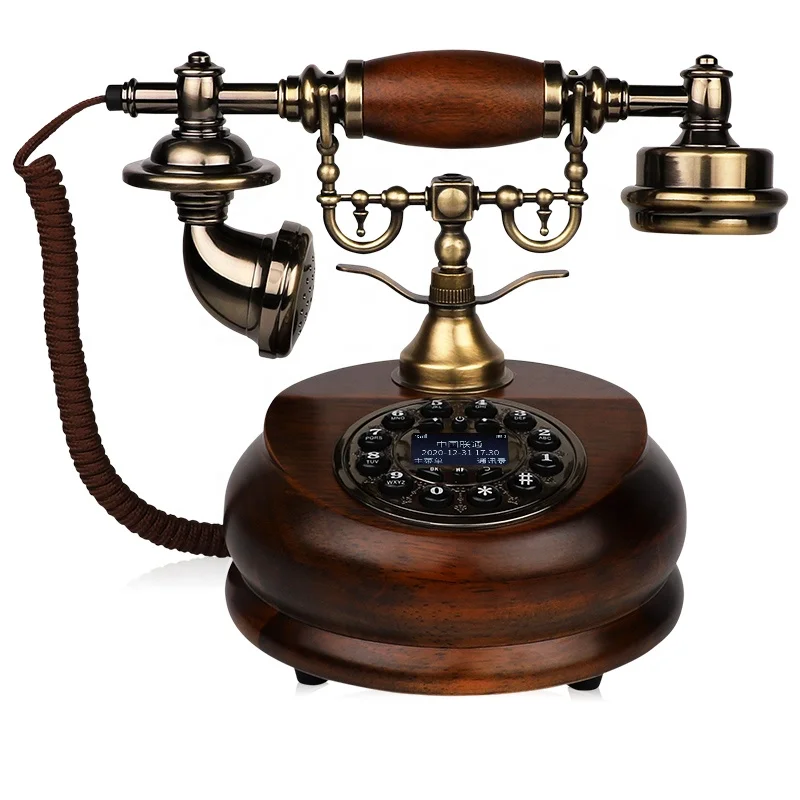 OEM ODM Rubber Solid Wood Zinc Alloy Rotary Antique Landline with SIM Card Classic Vintage Telephone