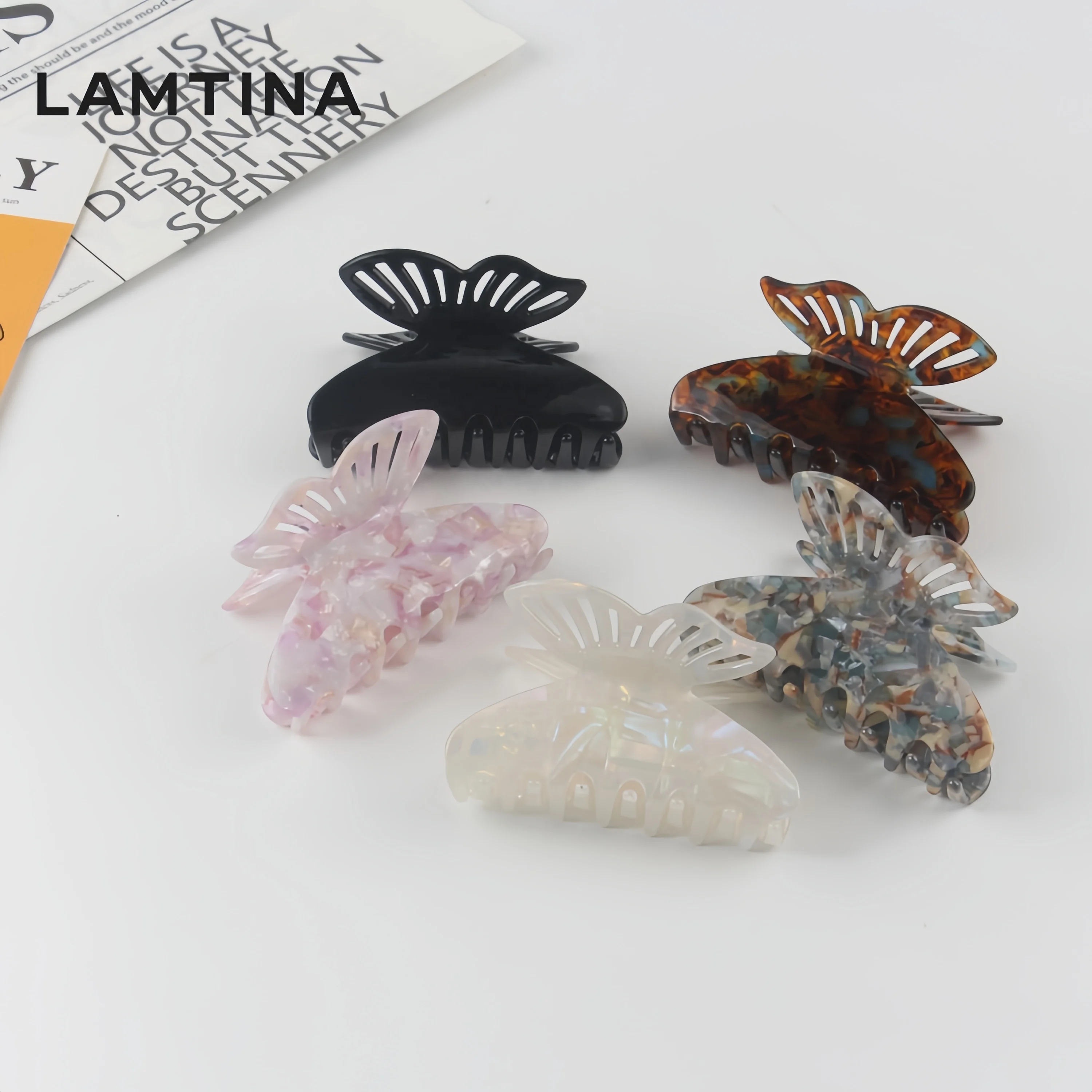 Wholesale Simple Japanese and Korean style New Butterfly Hair Claw clip Elegant Acetate Hair Accessories for Ladies Women Girls