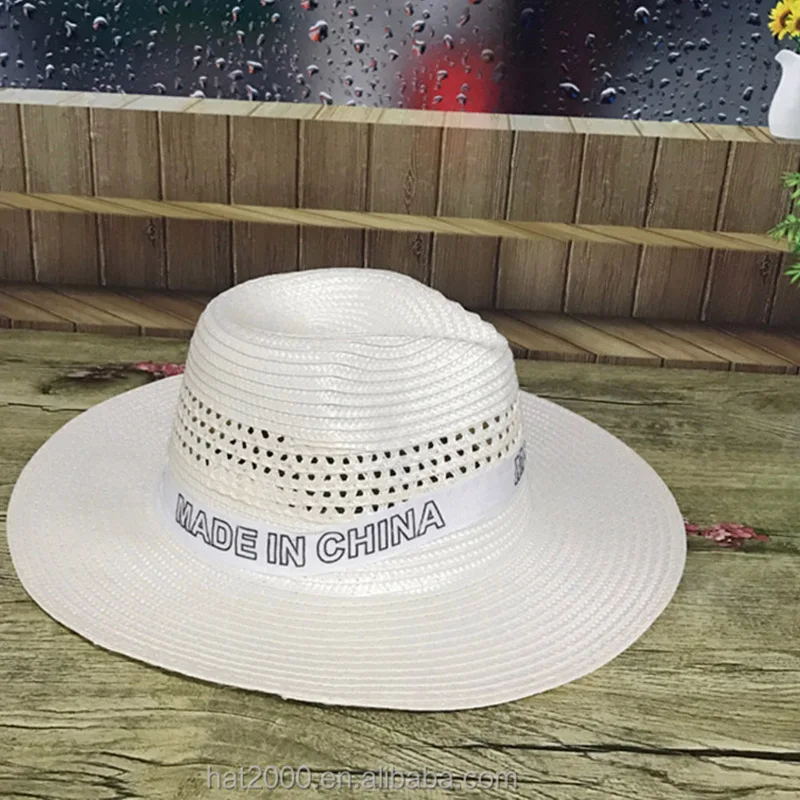 Custom fashion summer floppy foldable gambler hat unisex white straw fedora hat