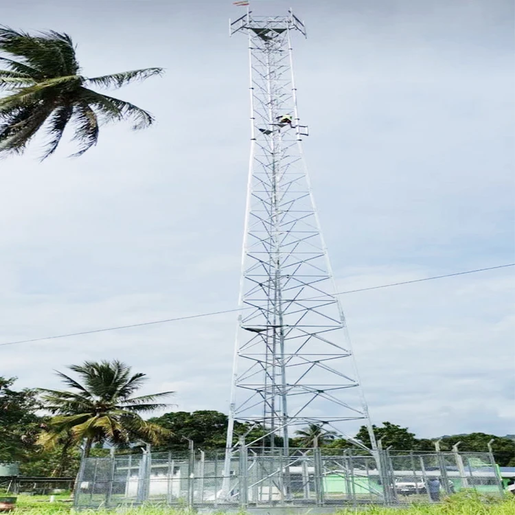 3 Leg Legged Tube Pipe Tubular Self Supporting Steel Hot Dip Galvanized 60m Telecom Telecommunication Communication Cell Tower