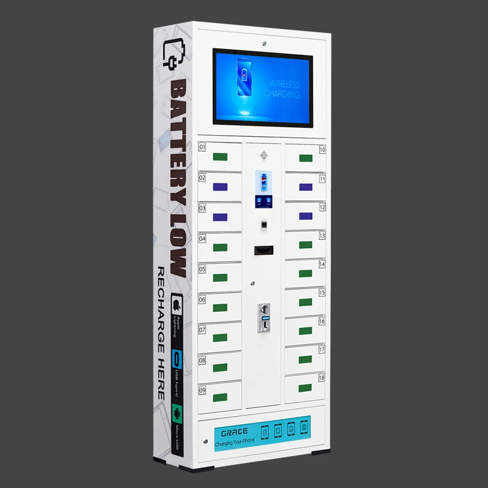 
W-CL19 Customized cell phone charging station lockers with LCD screen 