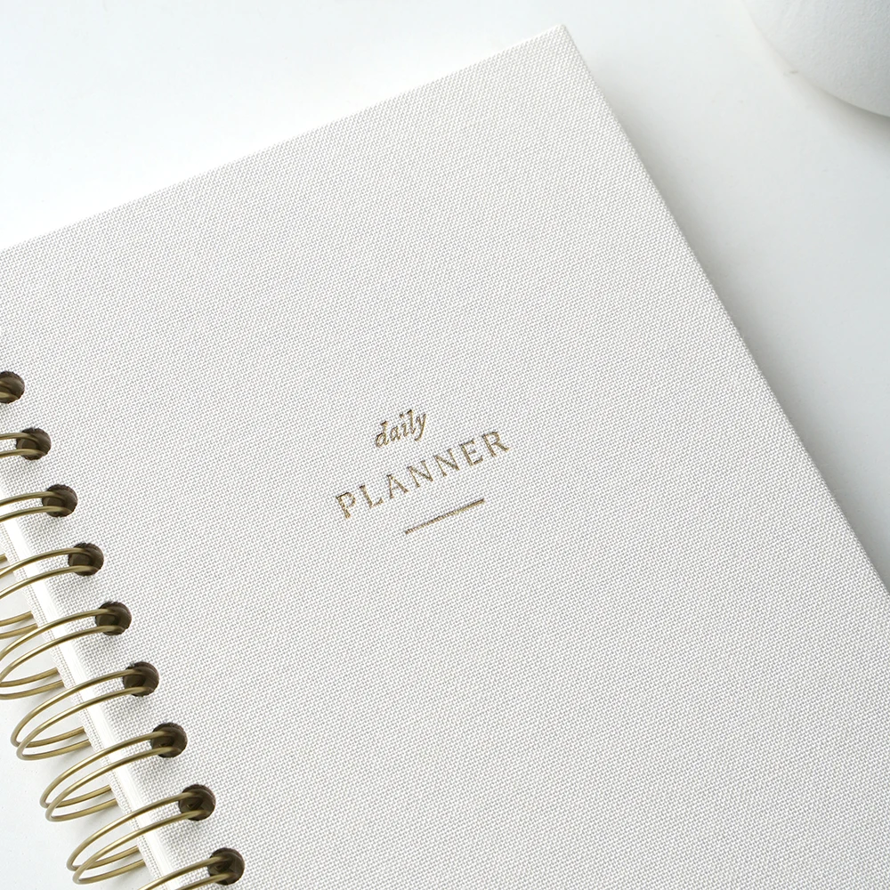 Wholesale Custom High Quality Linen Logo Diary Spiral Printed Journal Hard Cover Strawberry Goose Planner
