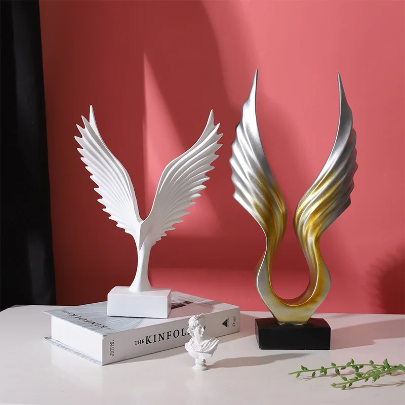 Nordic American Decoration Resin Gift Simple Angel Wing Decoration Resin Music Model Room Cabinet Statue Figurines Crafts