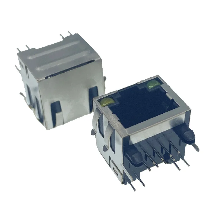 Female RJ45 Connector RJ45 52E 180 Degree With Shield And LED