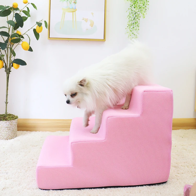 
Wholesale Collapsible Foldable Ramp Soft Luxury Pet Dog Sofa Bed 4 Steps Ladder Pet Dog Stairs for Dogs with Mesh Fabric 