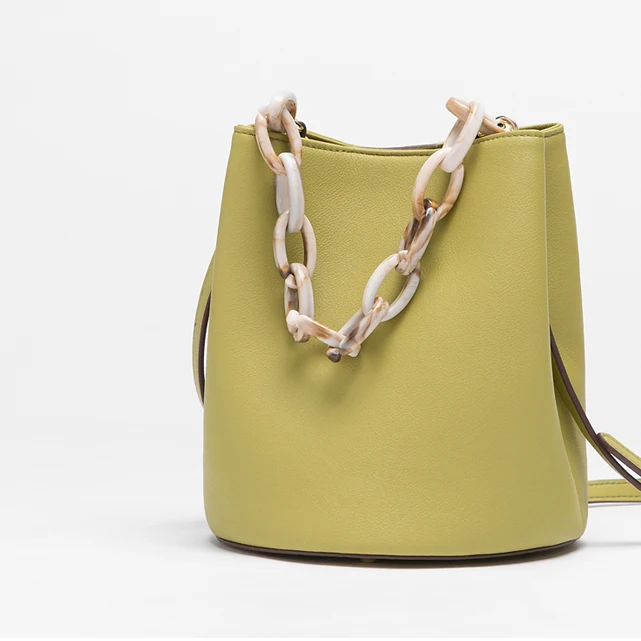 Fashion Branded Ladies Handbags Modern MINI Square Bag Crossbody Bag Handbag Acrylic Chain Bucket Bag Women PU Plain Cotton