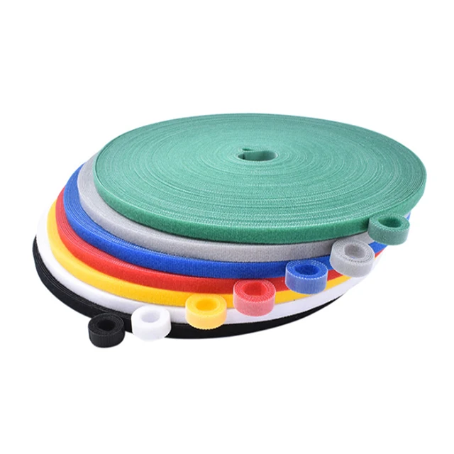 Горячая продажа Крепежный ремень двухсторонний назад к спине крюк и петля ленточный кабель TieTapes10mm * 25m