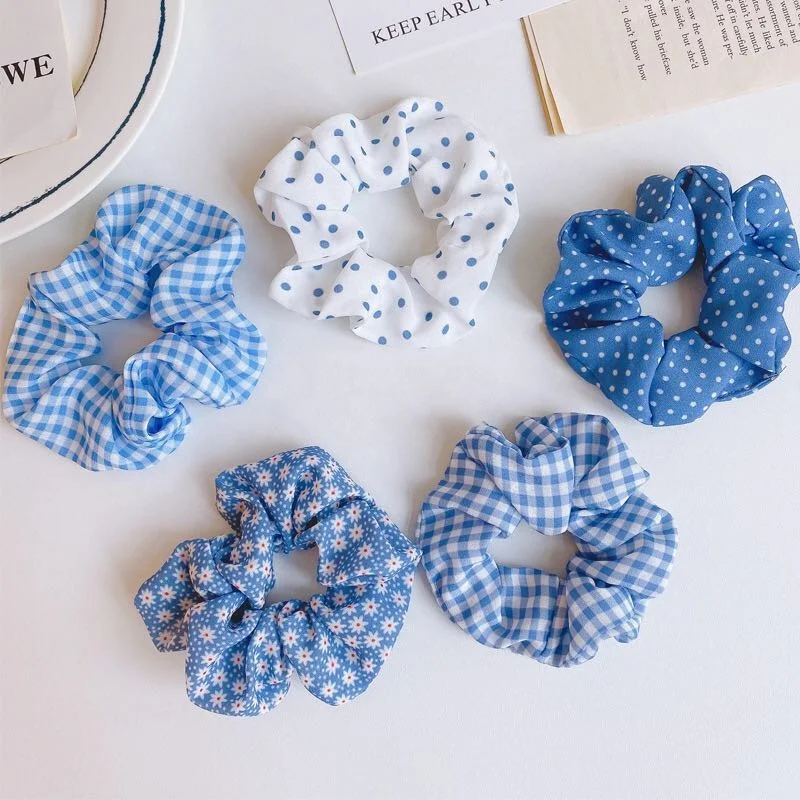 Модные тканевые эластичные резинки для волос с принтом на