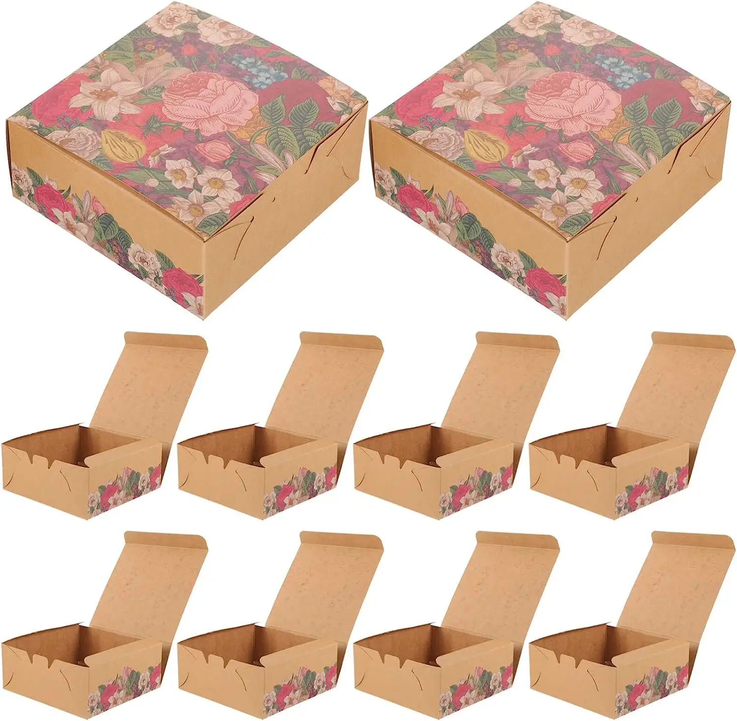 Bakery Boxes Kraft Paper Cookie Treat Boxes Muffins Chocolate Brownies Cupcake Take Out Boxes for Cake Pastry