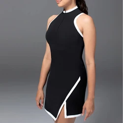 Fashion Sportswear Wear Split Front Golf Skirt With Invisible Front Zipper Splice Tennis Dress