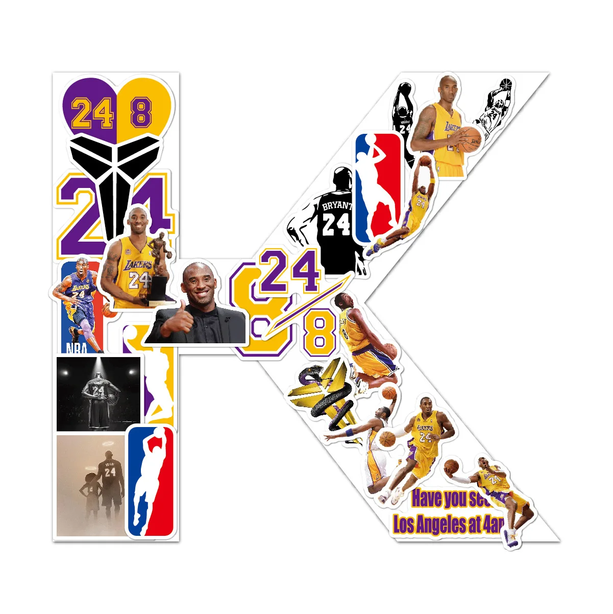 24 шт. наклейки NBA баскетбольные лакеры № Черная Мамба Кобе Брайант водонепроницаемые в