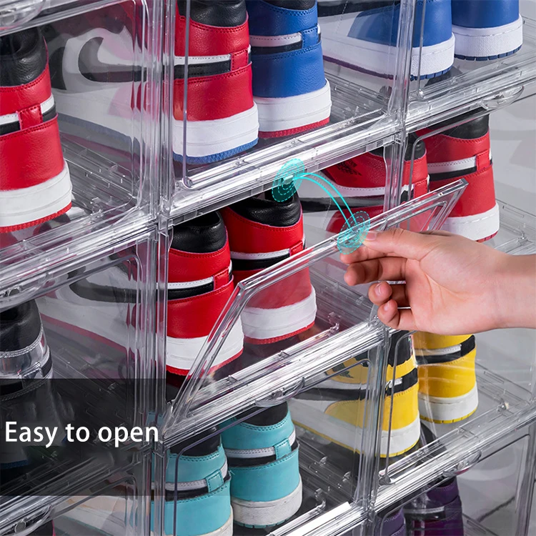 Hot Sell Plastic Clear Sneaker Drop Front Shoe Box Organizer Transparent Shoe Storage