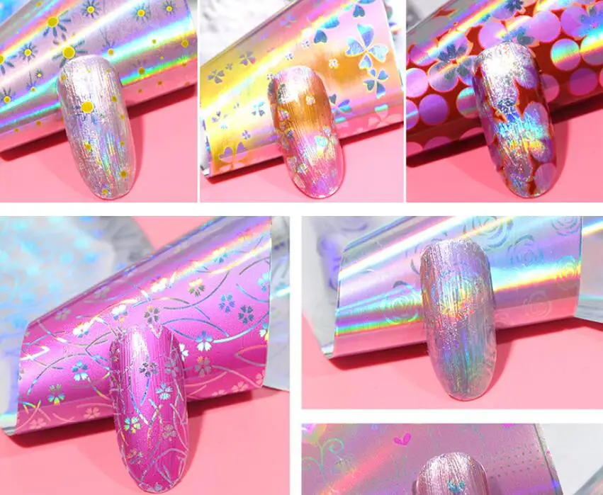 
hot sale pink flower stickers transfer nail art stickers 