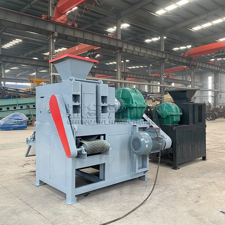 Mini powder sponge iron fines 55kw motor lime aluminium coal dry powder ball press machine making briquette