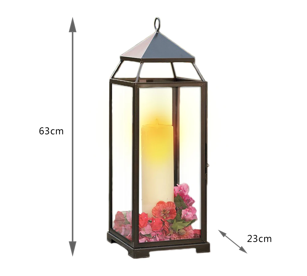 Factory direct metal frame lanterns Europe custom color outdoor hanging LED candle lantern outdoor decorative light