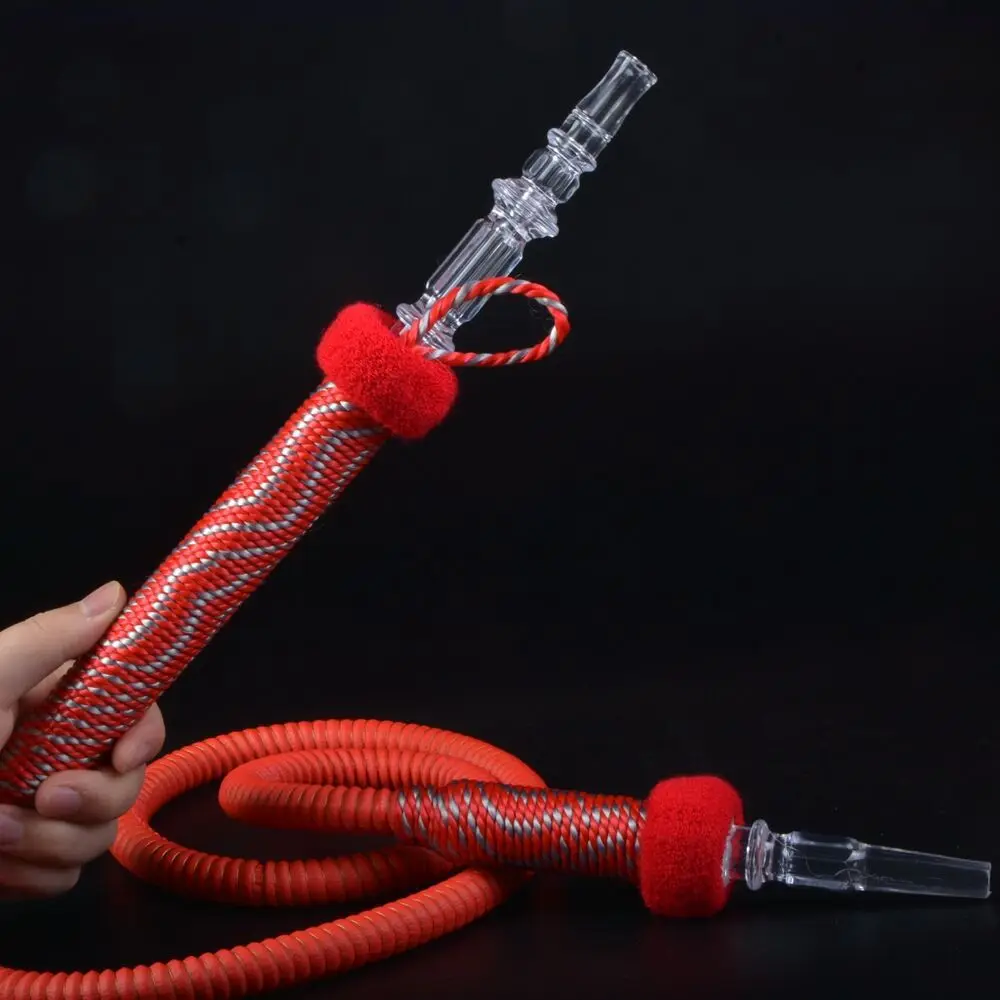 Manufacture Arab hookah shisha hose food grade silicone hose with aluminum handle and mouth tip smoking accessories