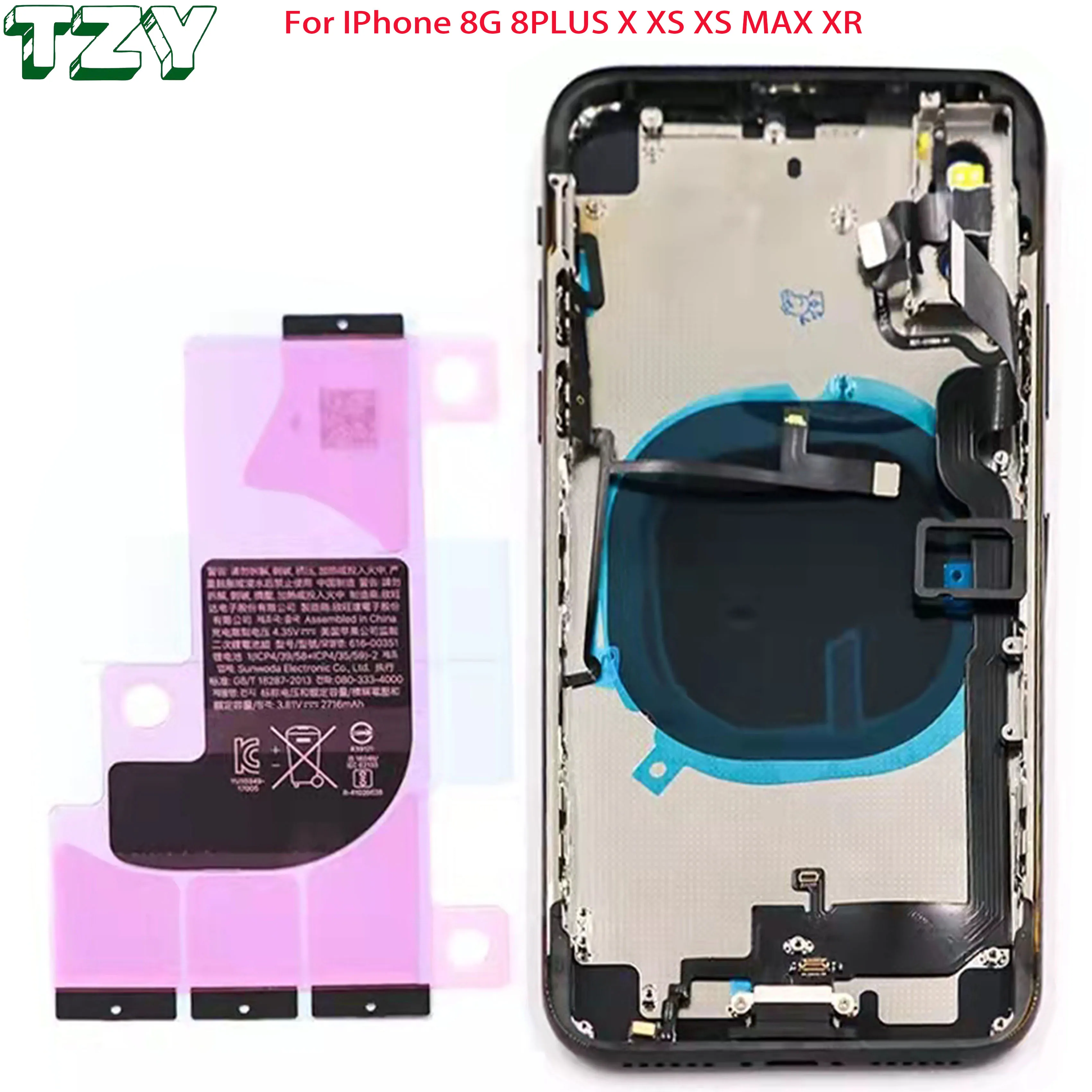 Back Housing With Logo Squarish Housing For iPhone XS MAX 11 PRO 8 PLUS 13 PRO MAX Back Rear Cover Battery Housing
