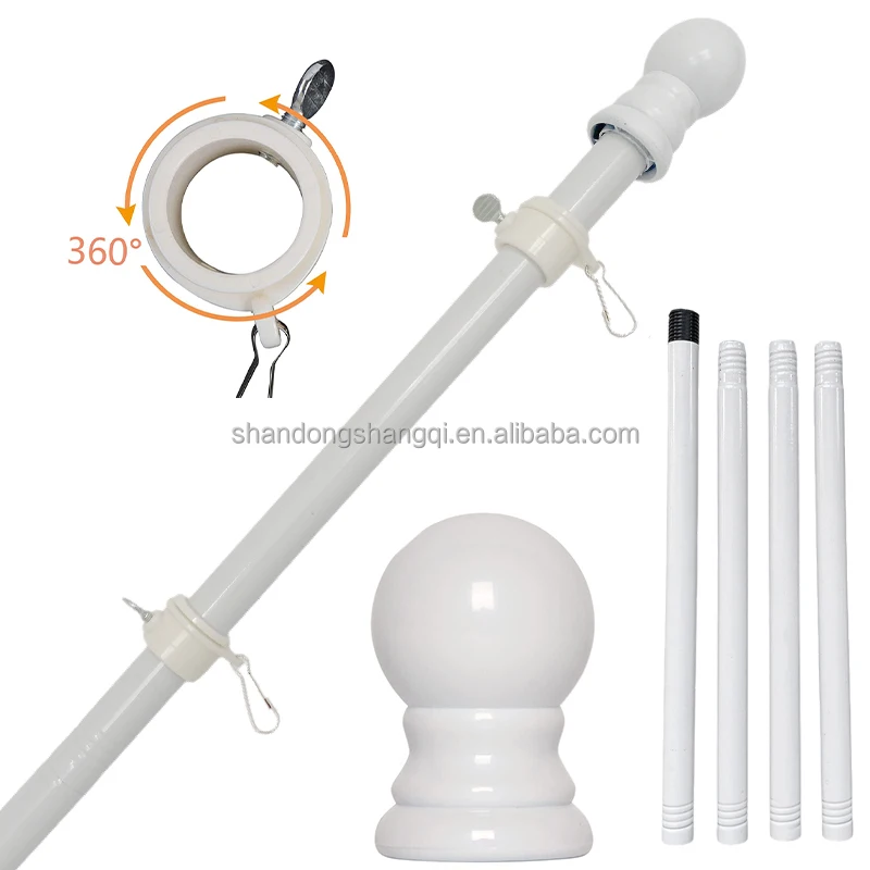 Wall mounted stainless steel outdoor banner flag pole kit with aluminum flagpole bracket ring base holder stand for garden house