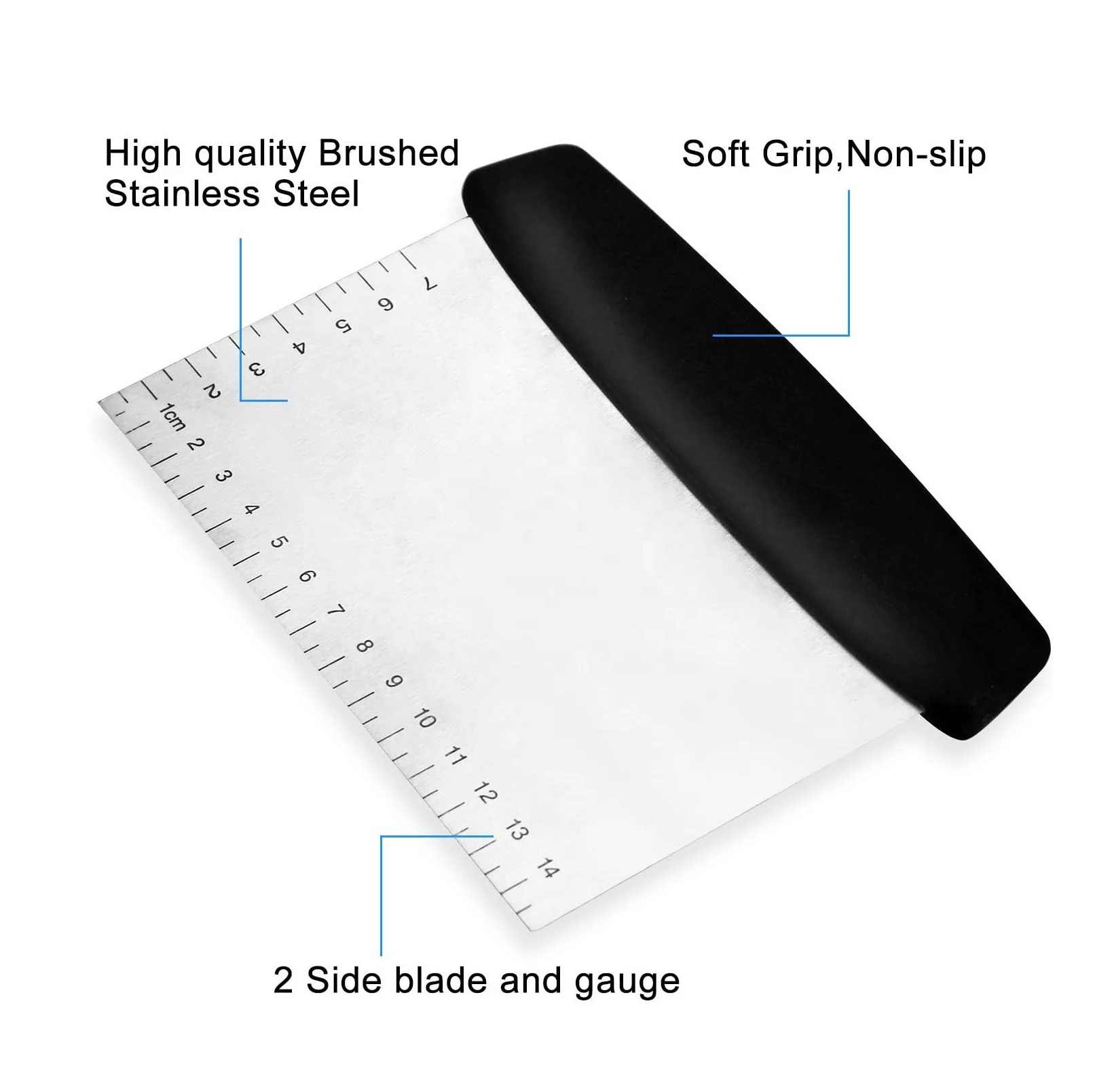 Multi-Purpose Stainless Steel Dough Pastry Scraper and Cutter for Baking