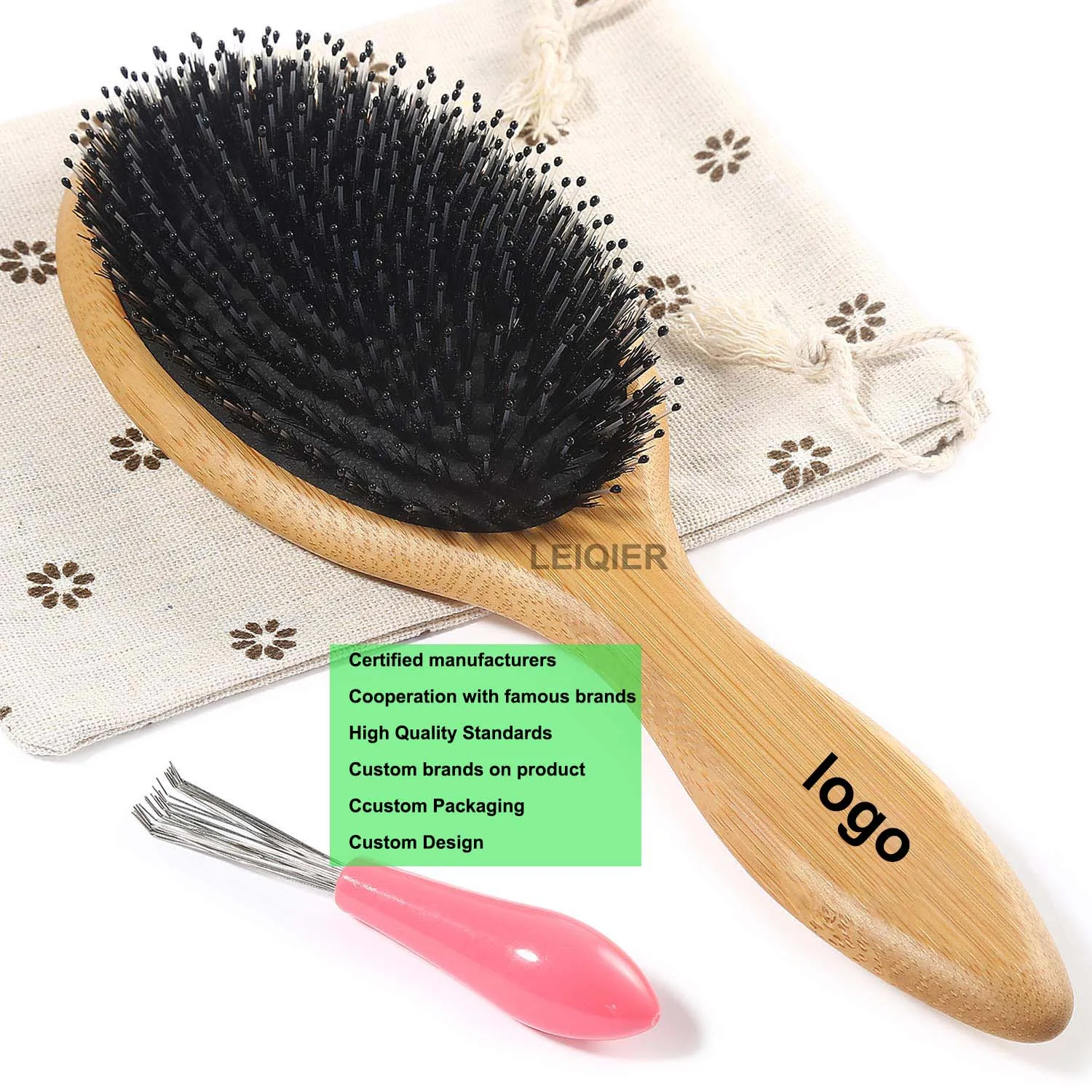 Щетка для волос с логотипом на заказ щетка кабаном и нейлоновой щетиной женщин мужчин детей овальная влажных/сухих массаж улучшение блеска здоровья