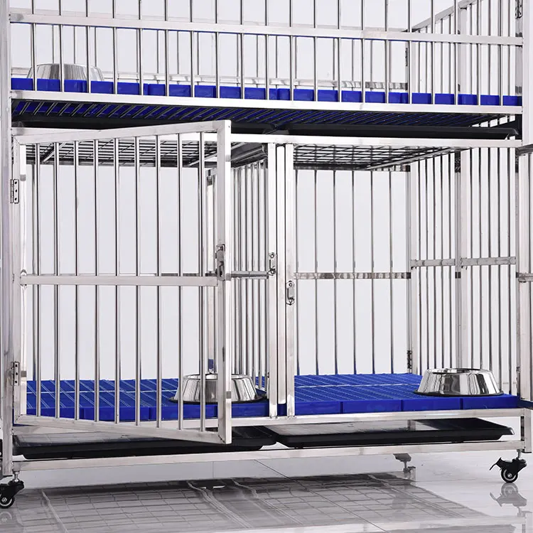 Customized size big dog crate cage 3 doors pet carrier cages whit wheels