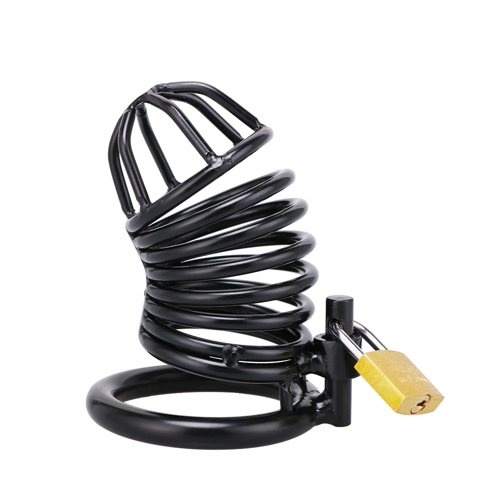 
Aimitoy Bondage Unique Design Manganese Steel Male Chastity Lock Cage Scrotum Ring Glans Rings Men Steel metal chastity cage 