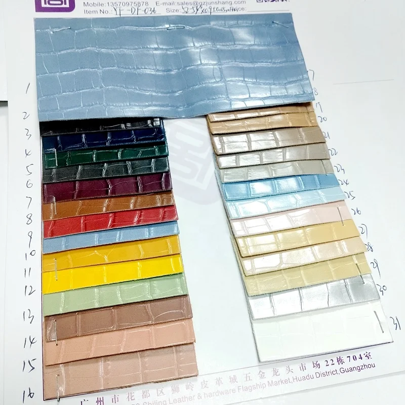 Crocodile pattern lattice line artificial leather PVC smooth artificial leather Fabric for bags and handbags