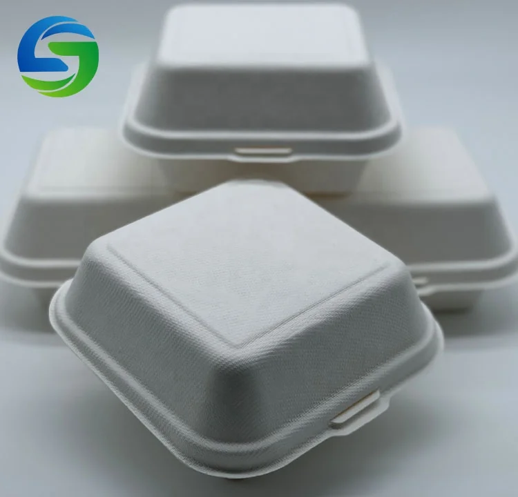 Wholesale Eco Friendly Biodegradable Disposable Compostable Bagasse Sugarcane Fiber Food Container Burger Packaging Box