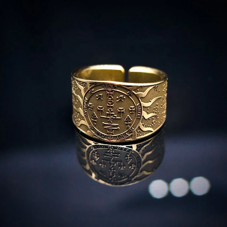 925 sterling silver Archangel URIEL Spirit of Prophesy Seal of Solomon kabbalah amulet adjustable ring kabbalah talisman angel