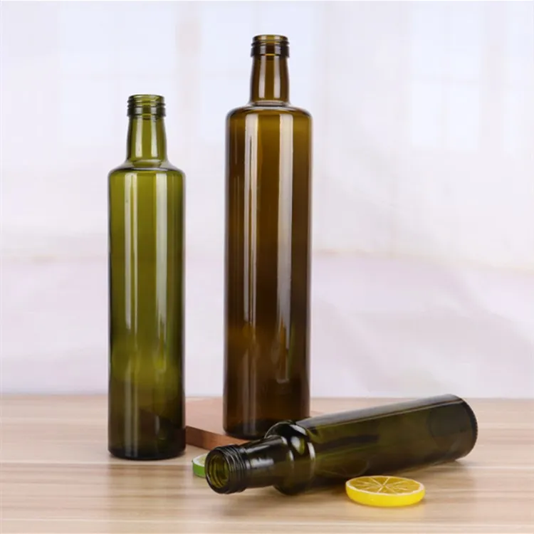 Dorica 250ml Cooking Oil Glass Bottle Manufacturer 500ml 750ml Round Shape Olive Oil Bottle with Aluminium Cap