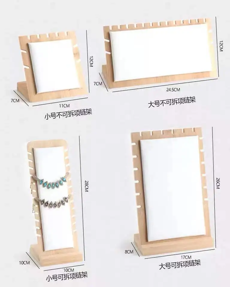 Bamboo Necklace Display Stand Jewelry Bracelets Chains Organizer Holder Freestanding Multiple Necklace Display Stands