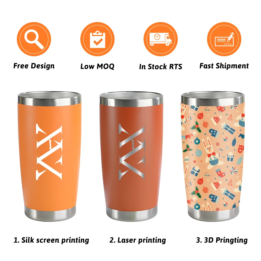 Custom Logo 30Oz Christmas Mug Powder Coated Double Wall Insulated Coffee Beer Travel Mug 20Oz  Stainless Steel Tumbler