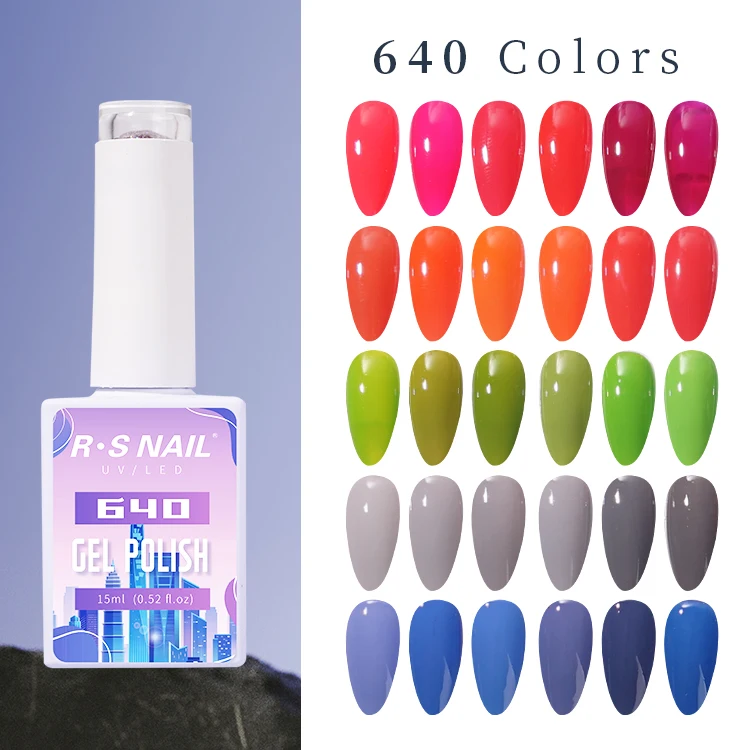 R S Nail High quality 15ml  Gel Polish 640 Pure Colors UV Gel  Nail Art Design Three Step Gel Long Lasting Nail Beauty