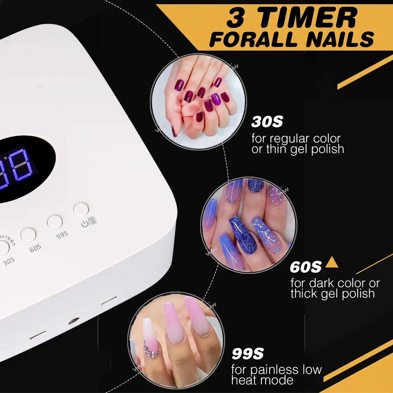 S50 Square UV Led Nail Lamp Rechargeable