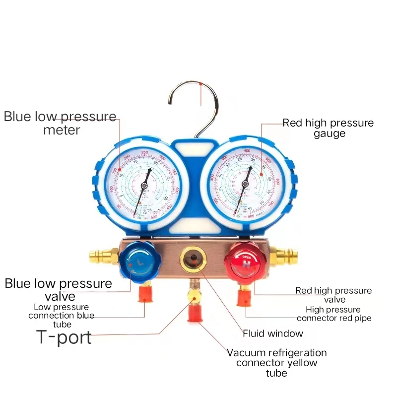 High Low Pressure Fluoridation Tools Set Dual Gauge Manifold Manifold Gauge Set Pressure Gauge Valve Hand Tool Sets