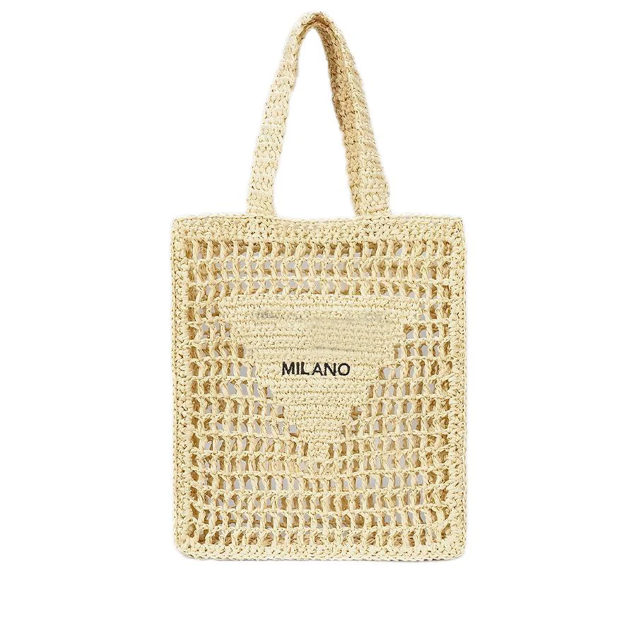 Hand Woven Large Casual Handbags Straw Tote Bag Women Grass-woven design Fashionable shoulder crochet tote beach bag