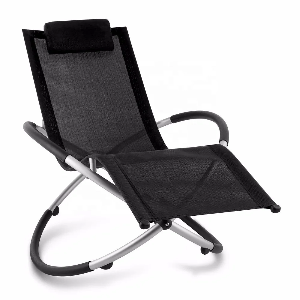 Rocking Sun Lounger Folding Garden Rocking Chair Aluminium Frame Sun Lounger