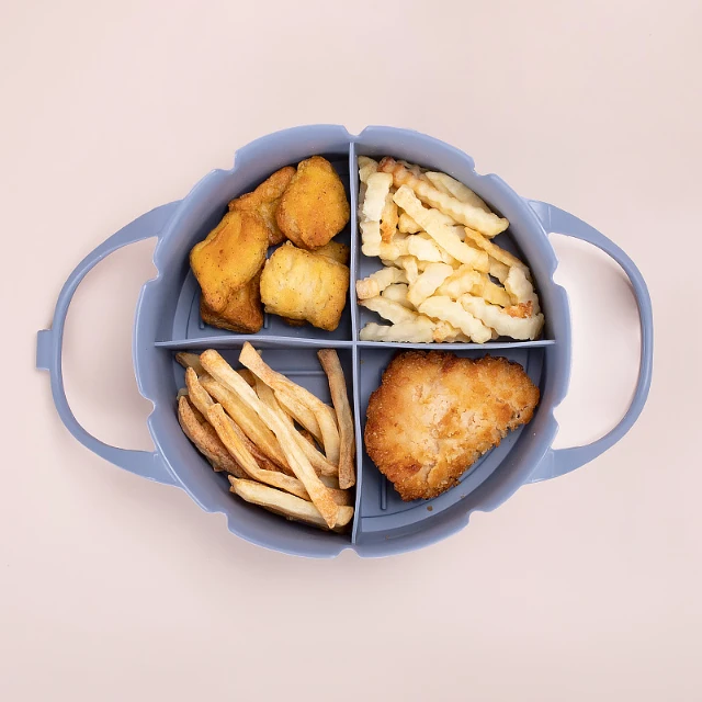 Kitchen Silicone Air Fryer Liners Pot 22x22x6.5CM with Divider Round Reusable Heat Resistant for Air Fryer Silicone Baking Tray