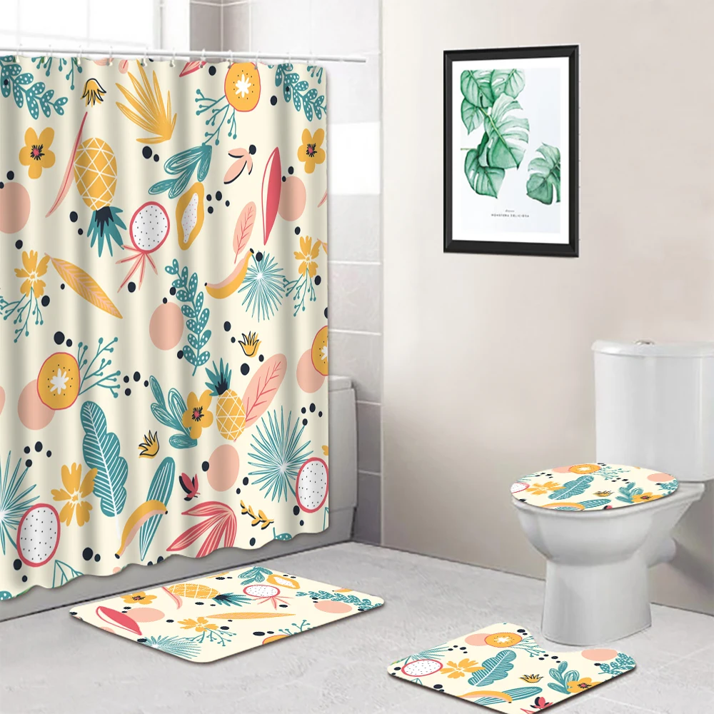 Fruit custom design bathroom decor sets with shower curtains and rugs
