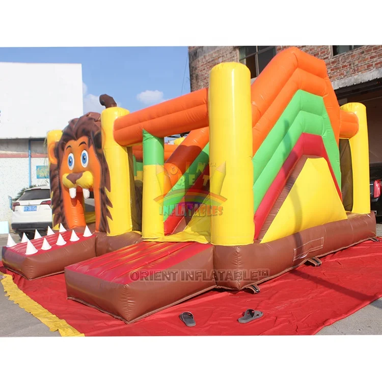 Orient Inflatables lion multi play combo inflatable bouncing slide party lion inflatable jumping