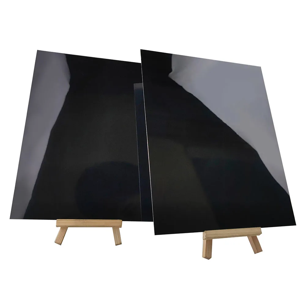 0.4mm 0.5mm Laser Engraving Nameplate Tags Wetplates Material Single Side Metal Glossy Black Coating Mirror Aluminum Plates