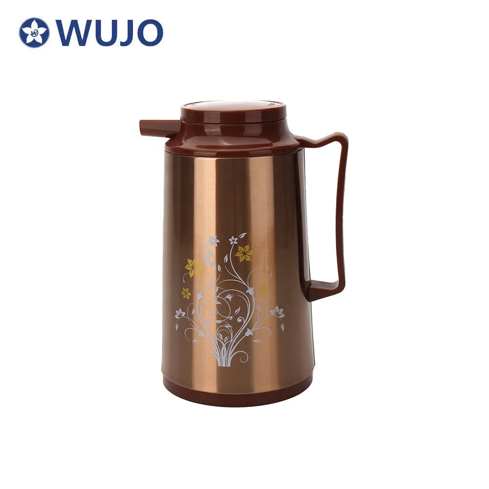 WUJO 24hr Bangladesh India Yemen Hot Water Tea Arab Vacuum Insulated Arabic Thermos / Thermos Flask with Glass Refill
