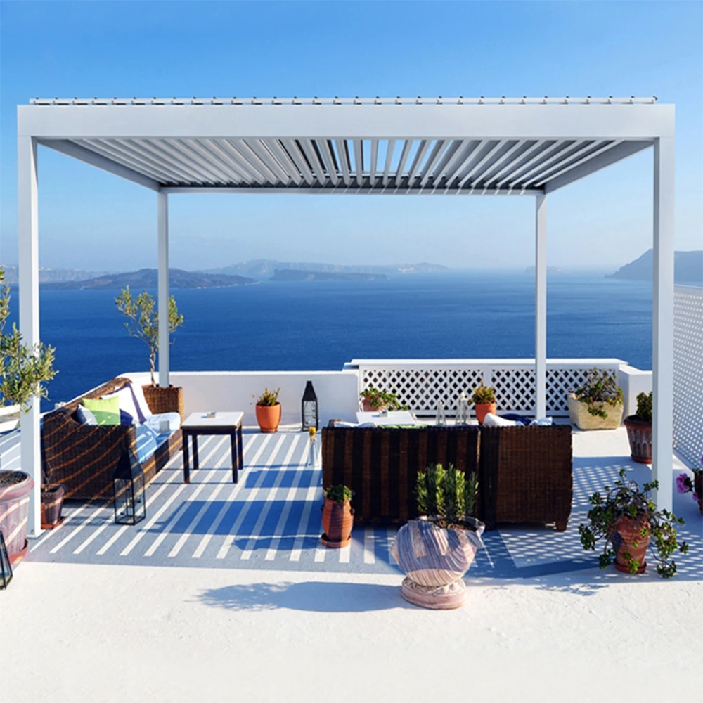 outdoor bioclimatic waterproof opening roof louver arches trees pergolas remote control used pergola for sale