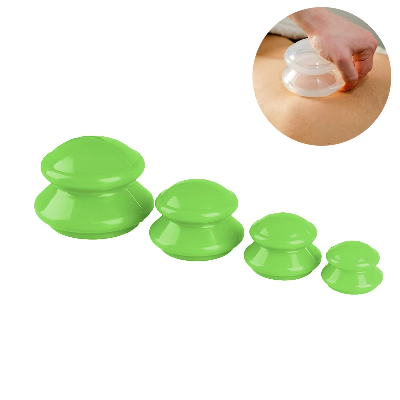 Silicone Cupping Therapy Set 4 Cups Professional Massage Suction Cup Vacuum Cupping Kit