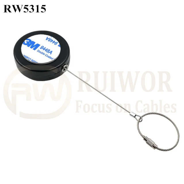 RUIWOR RW5315 Round Retractable Anti Theft Pull Box Plus Wire Rope Ring Catch